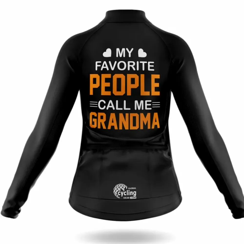 Grandma Cycling Jersey Favorite People Black/Orange/White