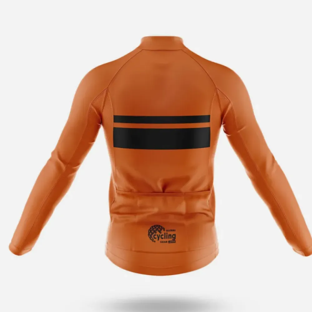 Classic Stripe Orange/Black/Brown Long Sleeve Cycling Jersey