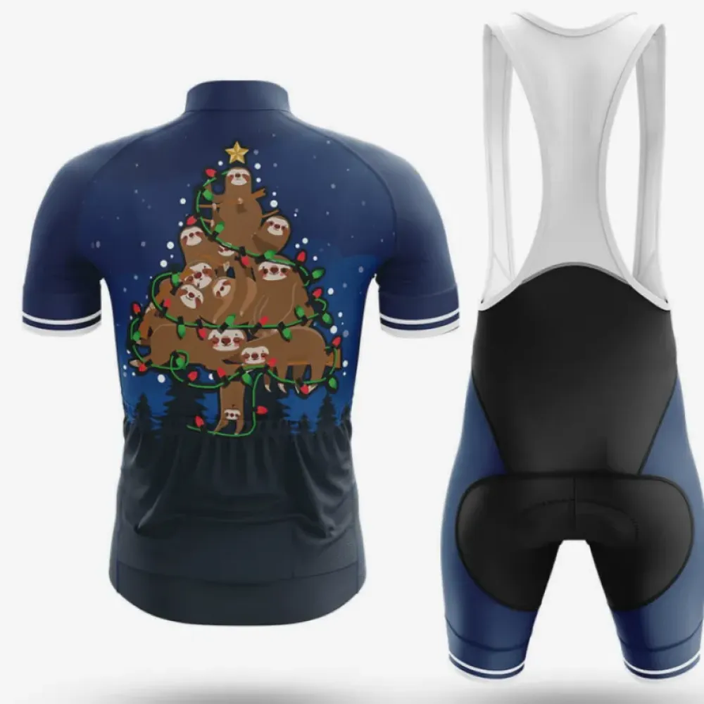 Cycling Gear Sloth Christmas Tree Navy/White/Grey