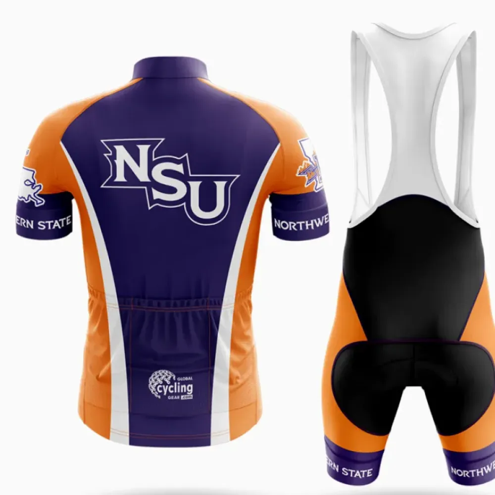 Northwestern State Cycling Jersey Feature Orange/Purple/White