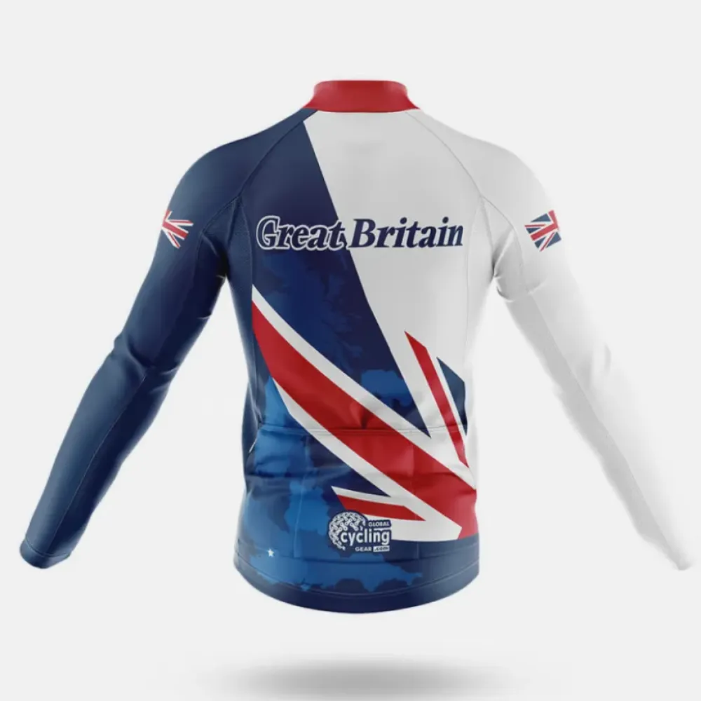 Great Britain Long Sleeve Cycling Jersey Navy/Red/White