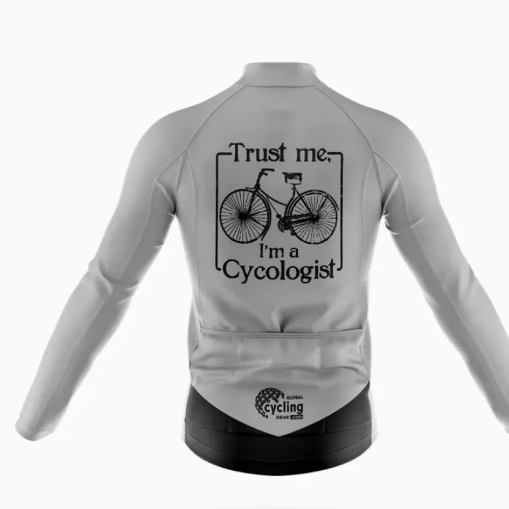 Cycling Jersey Trust Me Long Sleeve Gray/Black/White