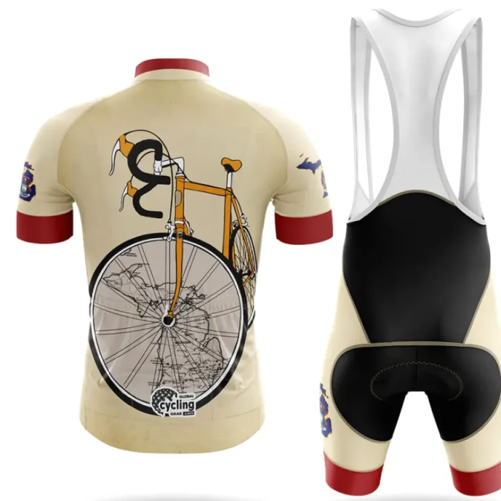 Michigan Riding Club Cycling Bibs Comfortable Cream/Black/Burgundy