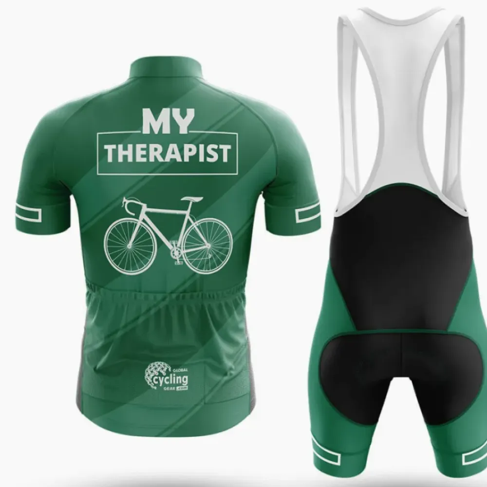 My Therapist Cycling Jersey Therapeutic Ride Green/Black/White
