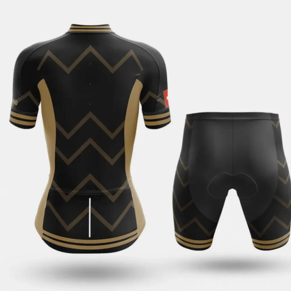 Switzerland Women V17 Cycling Shorts Black/Gold/Red
