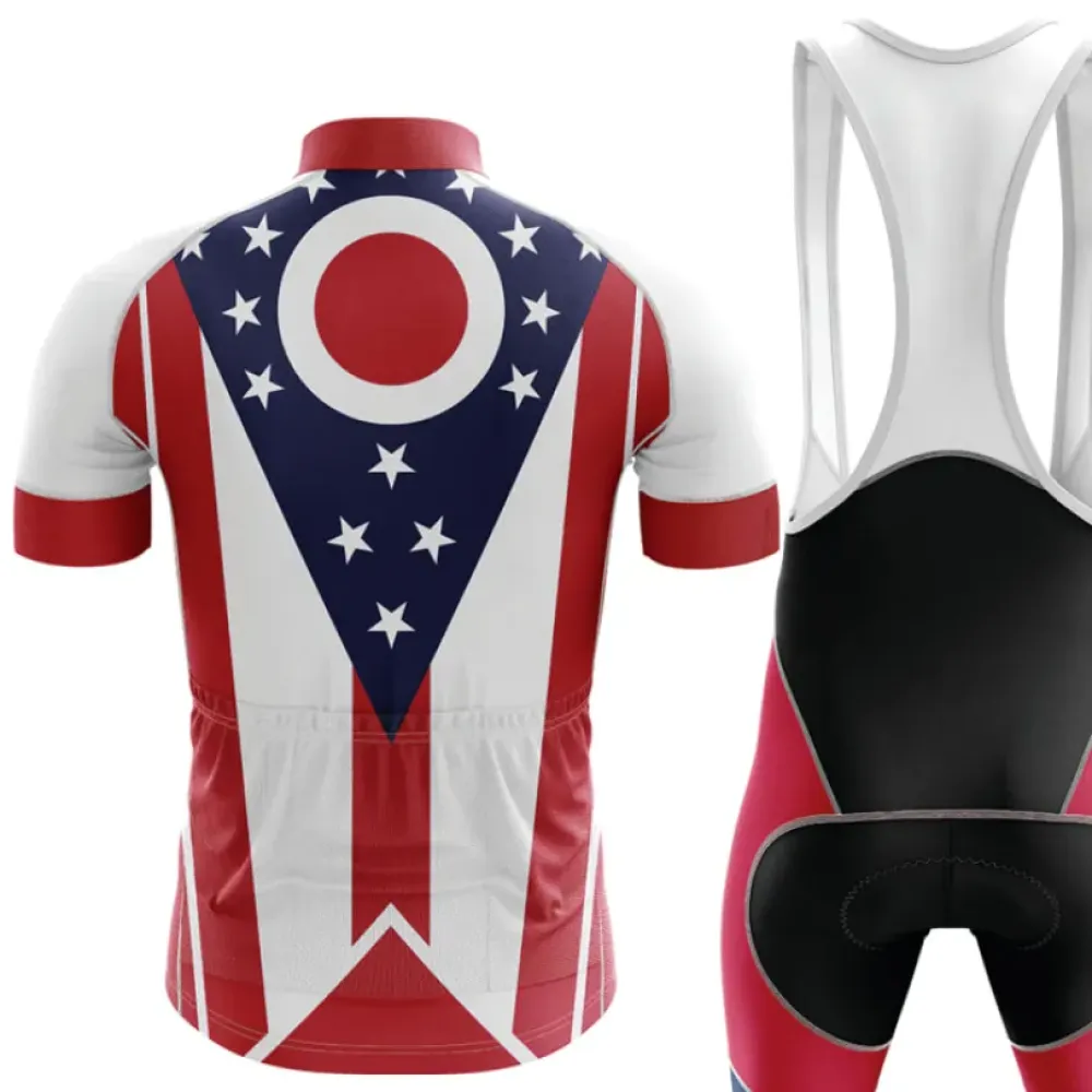 Ohio Men's Cycling Bibs Comfortable Red/Black/White
