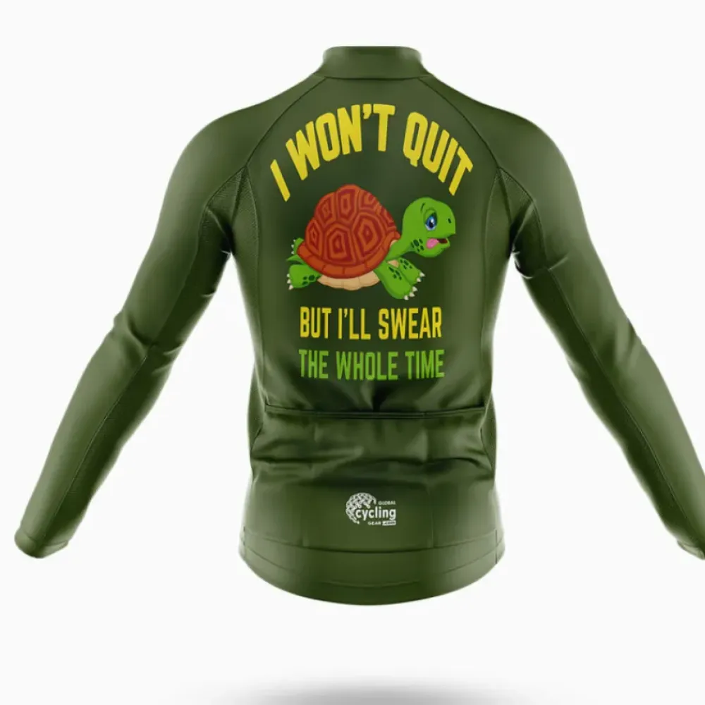 Turtle Cycling Jersey I Won't Quit Army Green/Yellow/White