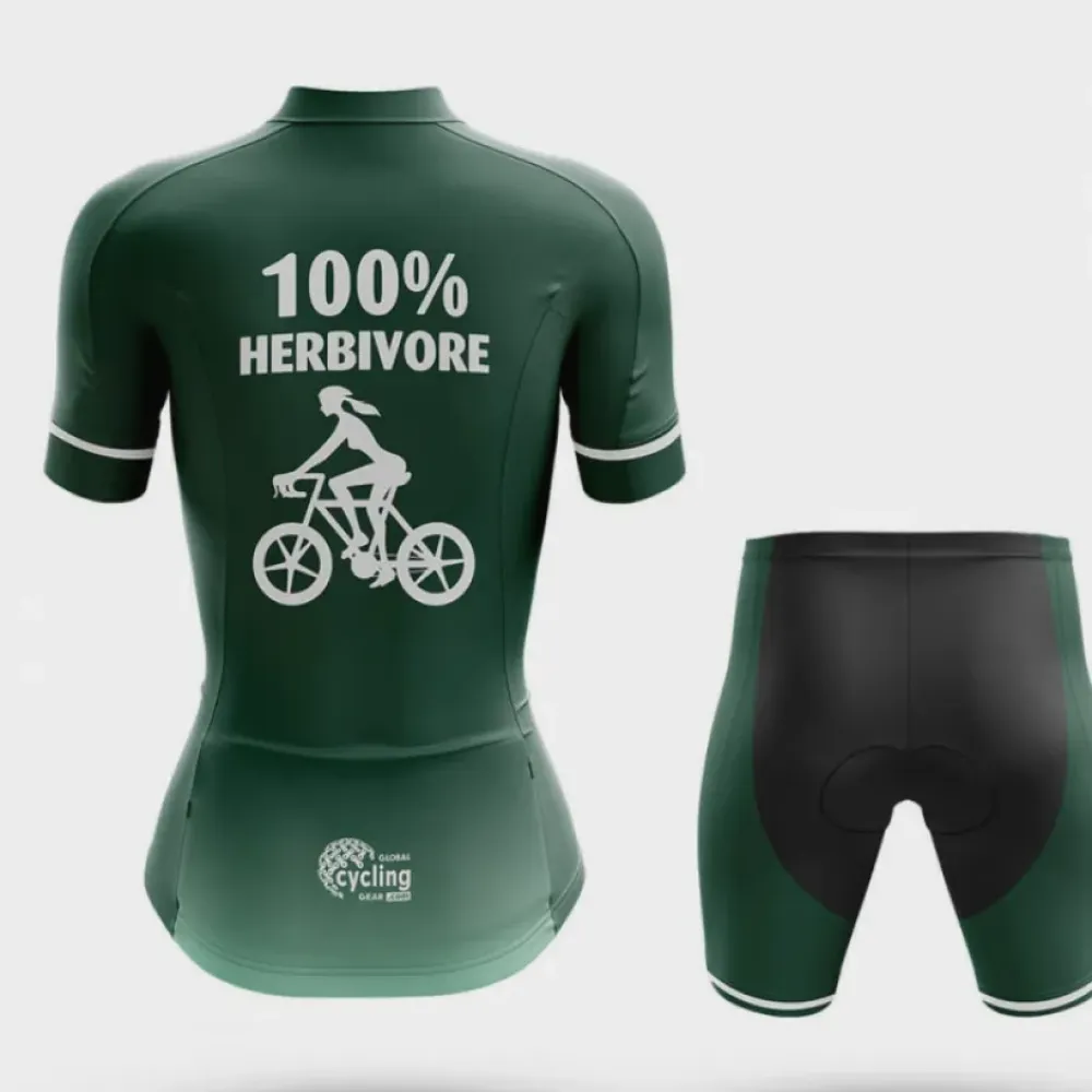 Herbivore Women Long Sleeve Cycling Jersey Green/White/Dark Green