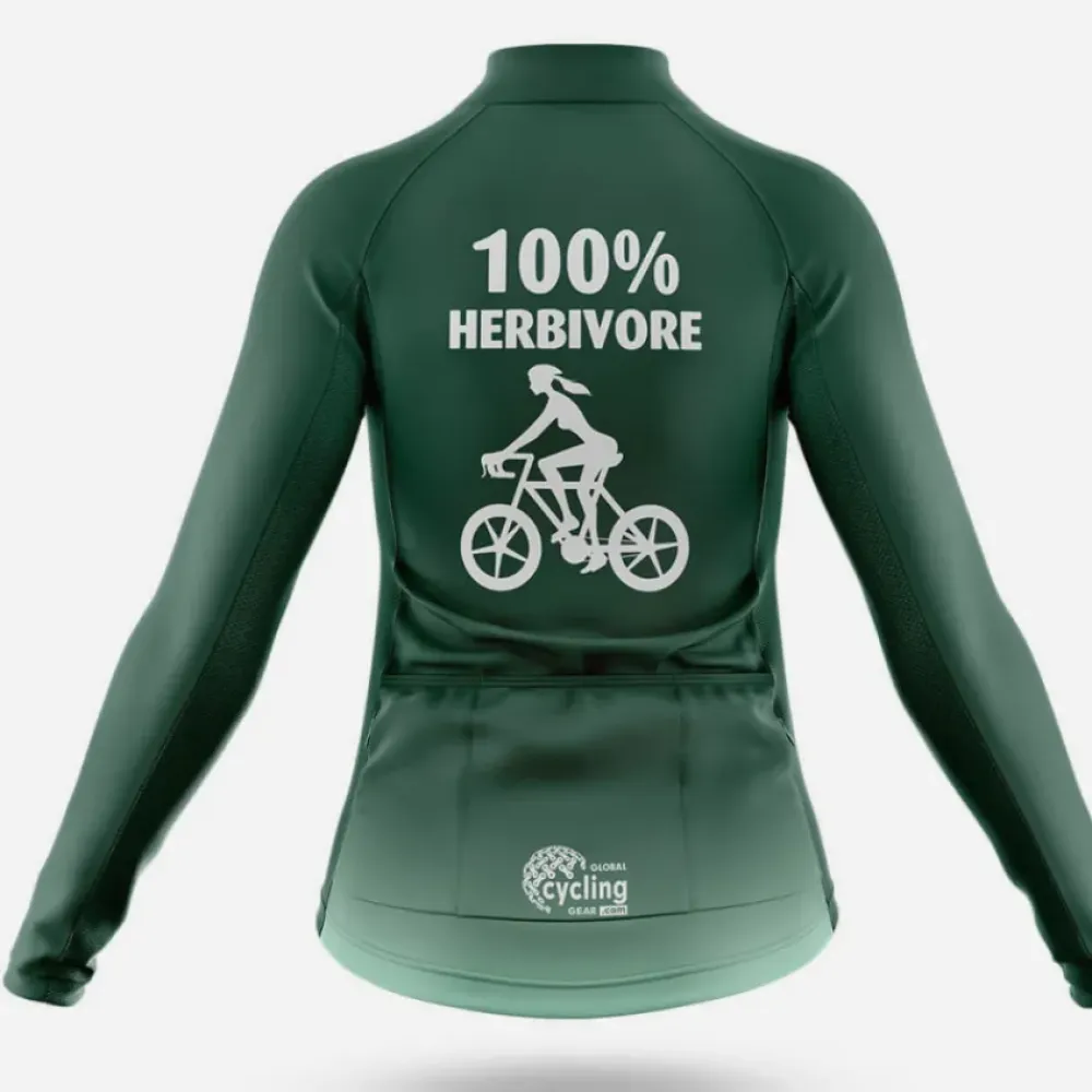 Herbivore Women Long Sleeve Cycling Jersey Green/White/Dark Green