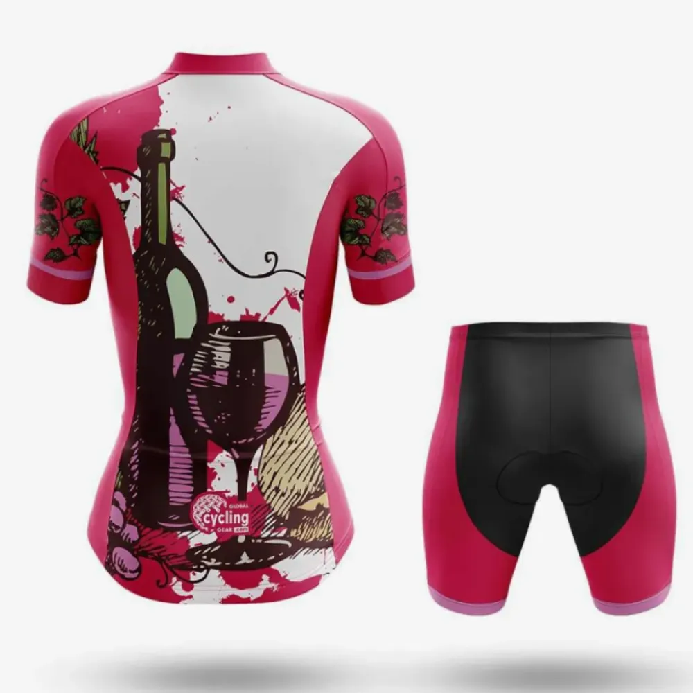 Wine Time Women's Cycling Jersey Pink/White/Green