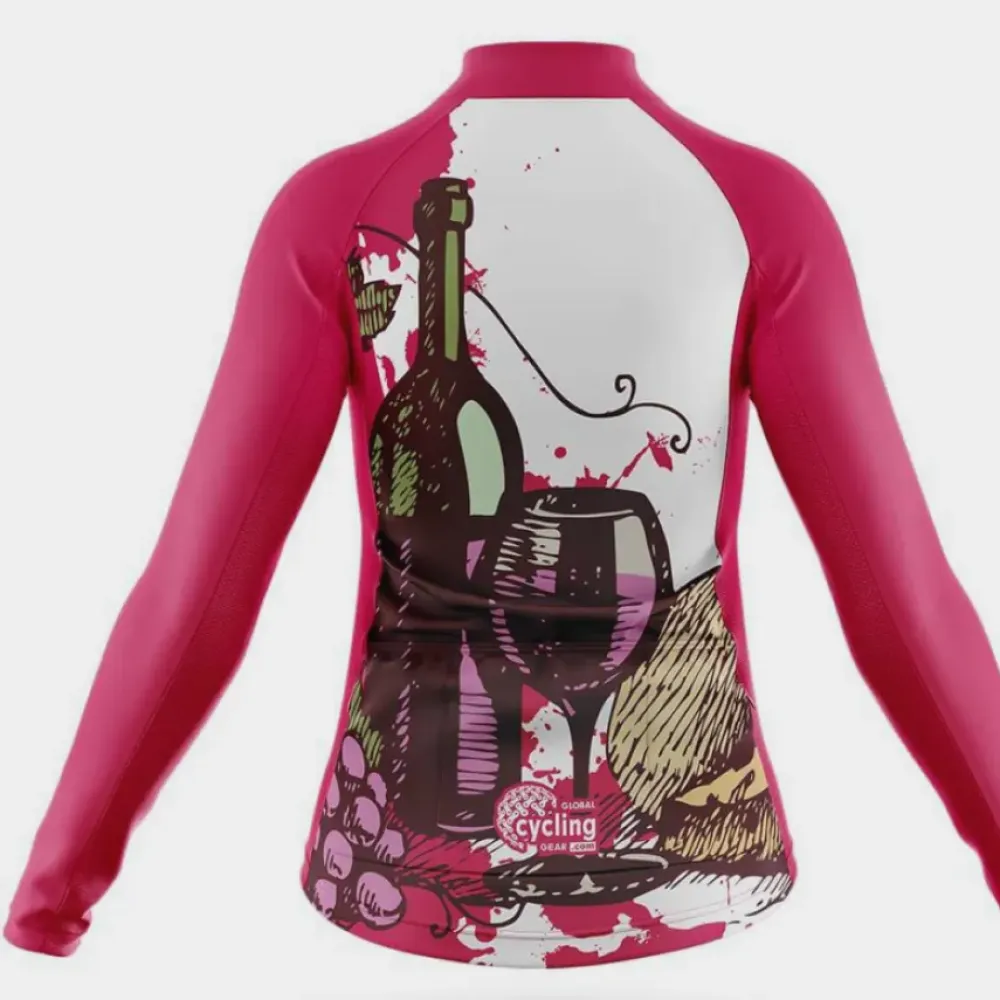 Wine Time Women's Cycling Jersey Pink/White/Green