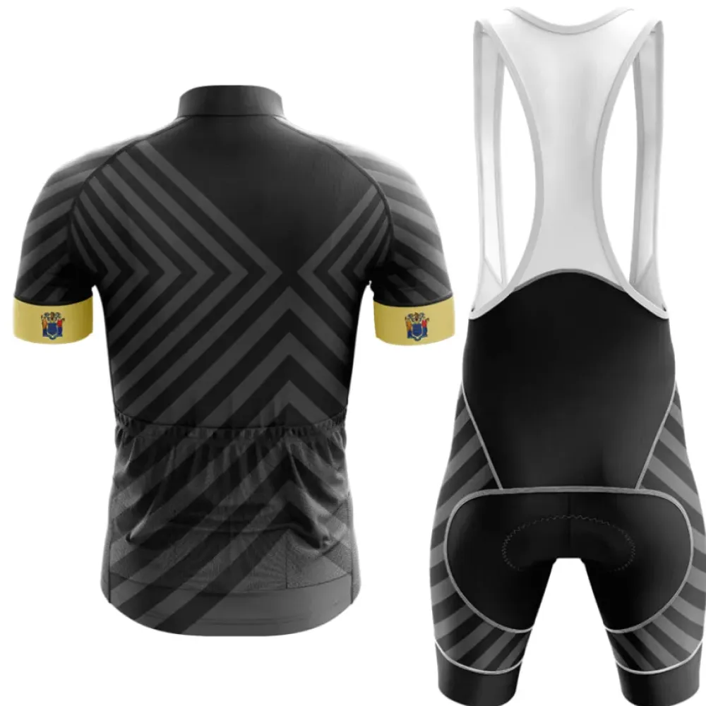 New Jersey V13 Black/Gold/Striped Cycling Jersey