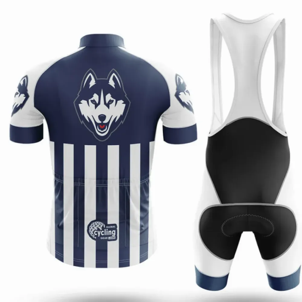 University of Connecticut USA Wolf Navy/White/Long Sleeve Cycling Jersey