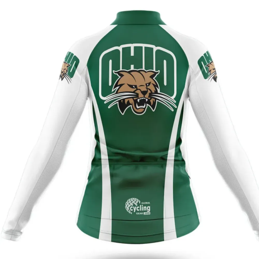Ohio University Women's Long Sleeve Cycling Jersey Green/White/Brown