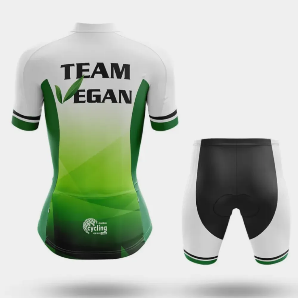 Team Vegan Cycling Shorts White/Green/Black