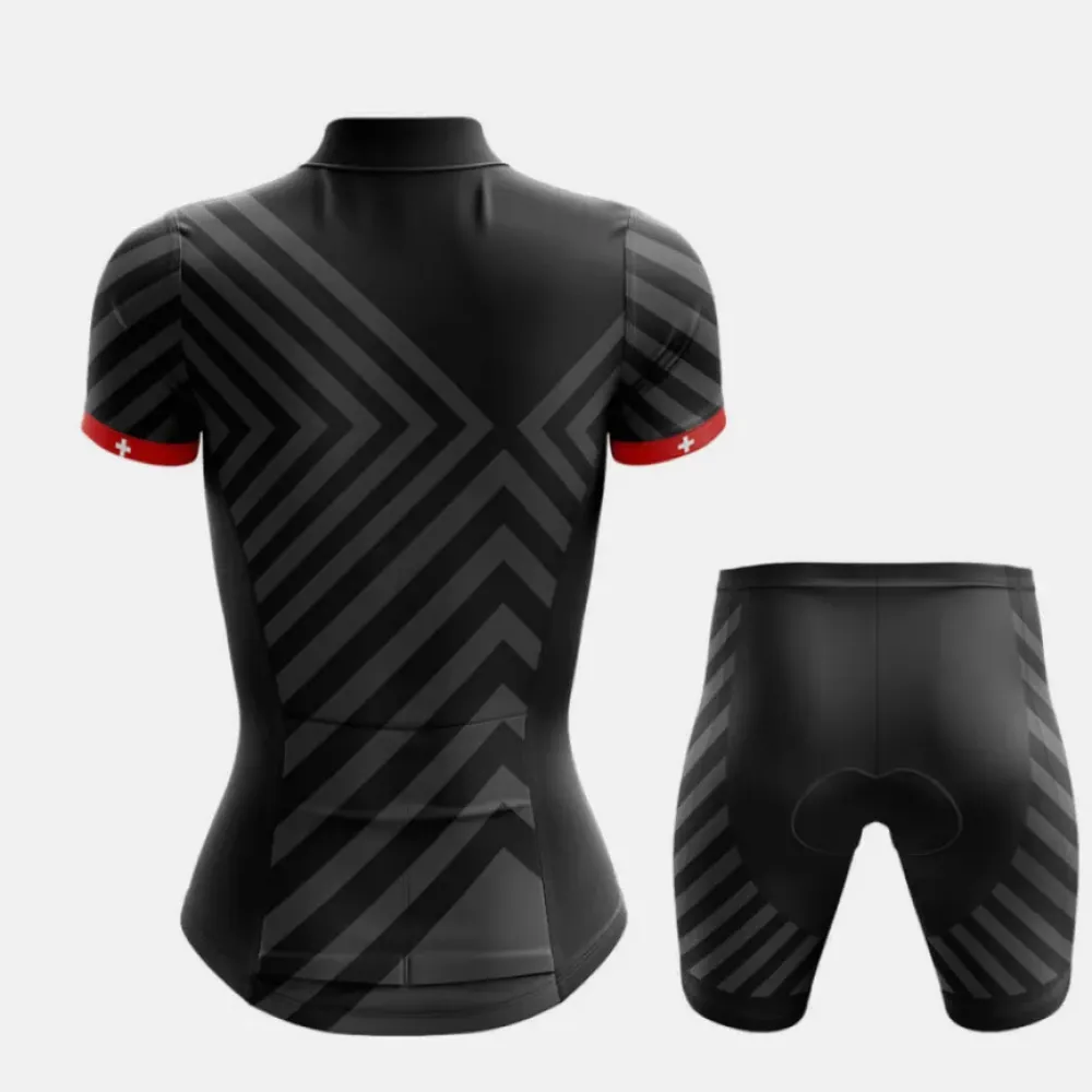 Switzerland Women V13 Cycling Jersey Black/Red/Grey