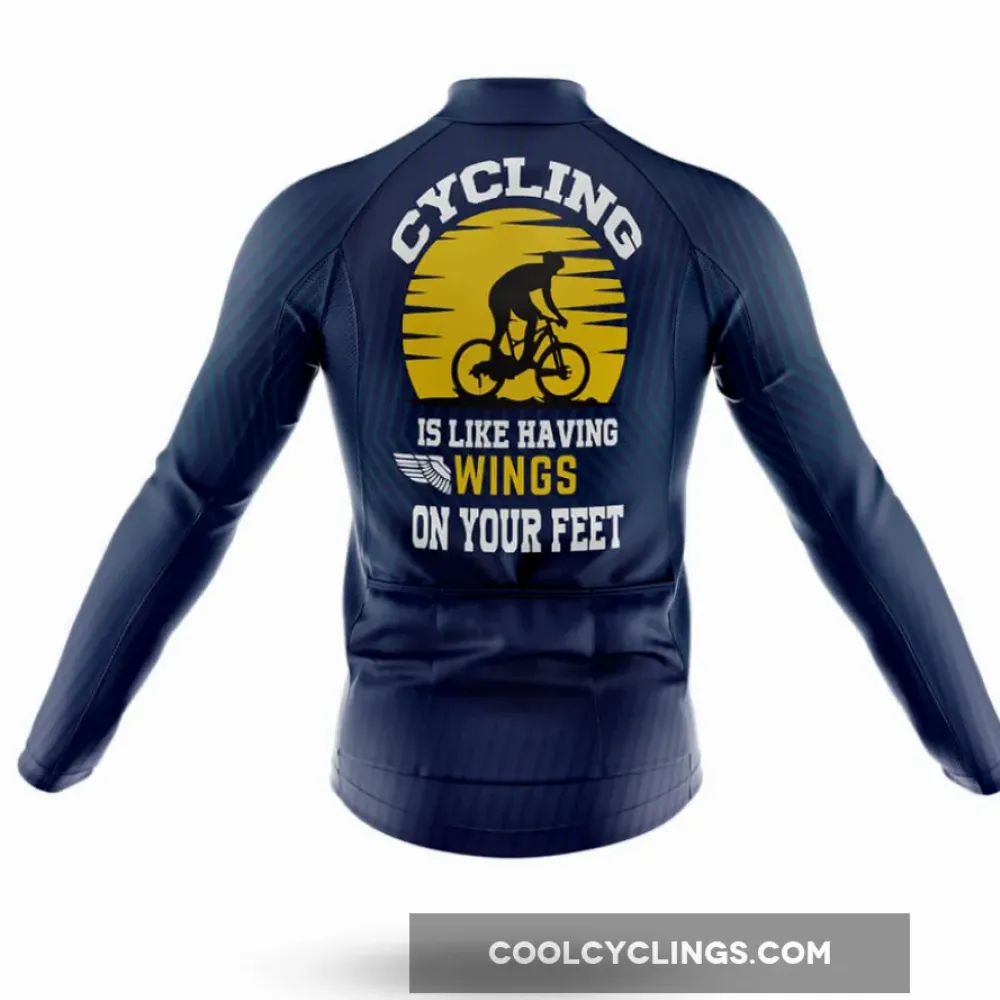 Cycling Wings Long Sleeve Navy/Yellow/Blue