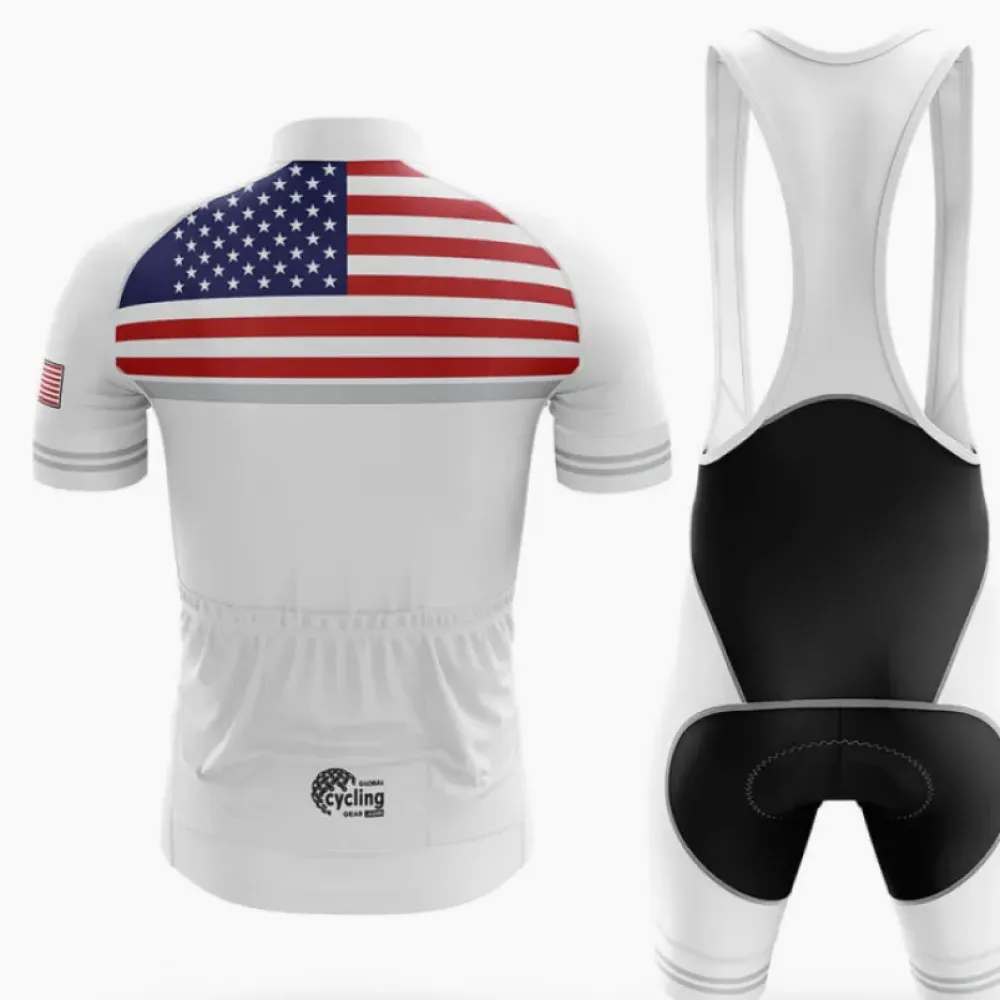 USA S12 American Flag White/Red/Grey Cycling Jersey