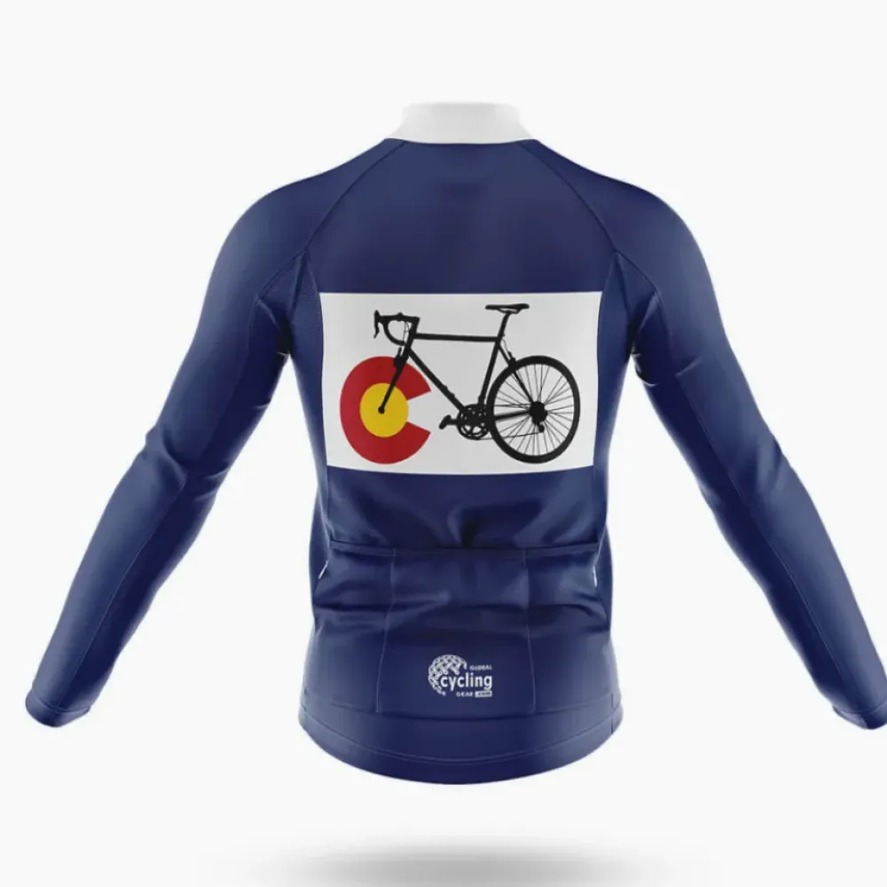 Colorado Bike Long Sleeve Cycling Jersey Navy/White/Red
