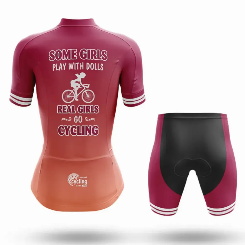 Cycling Jersey Real Girls Go Cycling Maroon/Pink/Orange