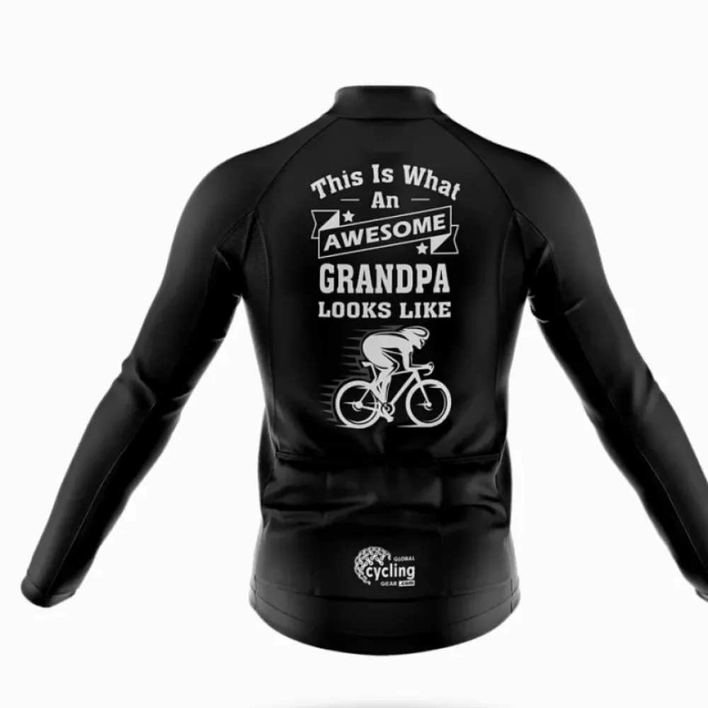 Awesome Grandpa V6 Cycling Jersey Black/White/Grey