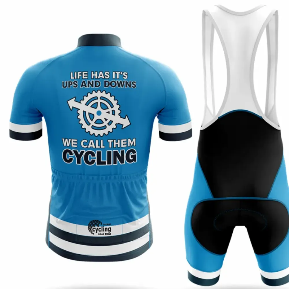 Cycling Jersey Ups And Downs Blue/White/Black