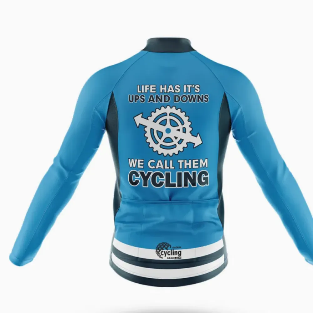 Cycling Jersey Ups And Downs Blue/White/Black