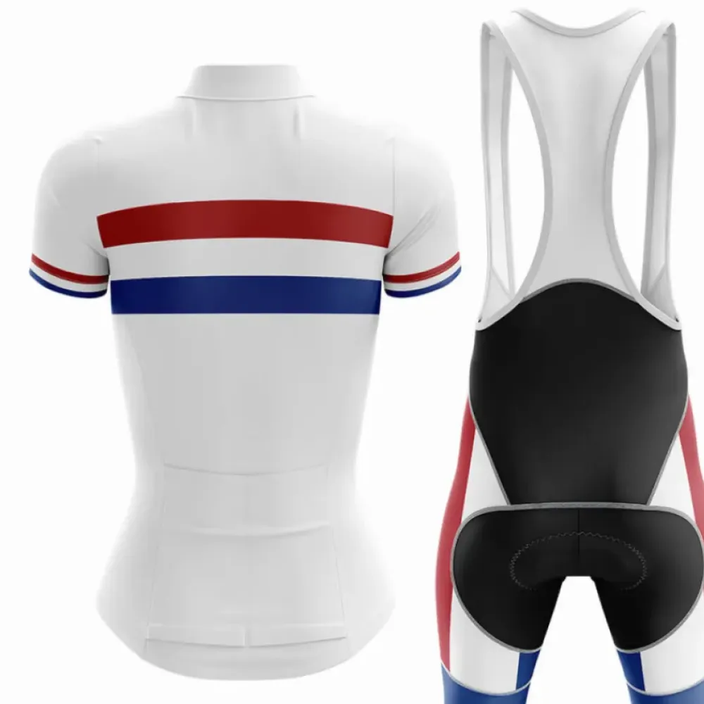 Netherlands V4 Cycling Kit White/Red/Blue