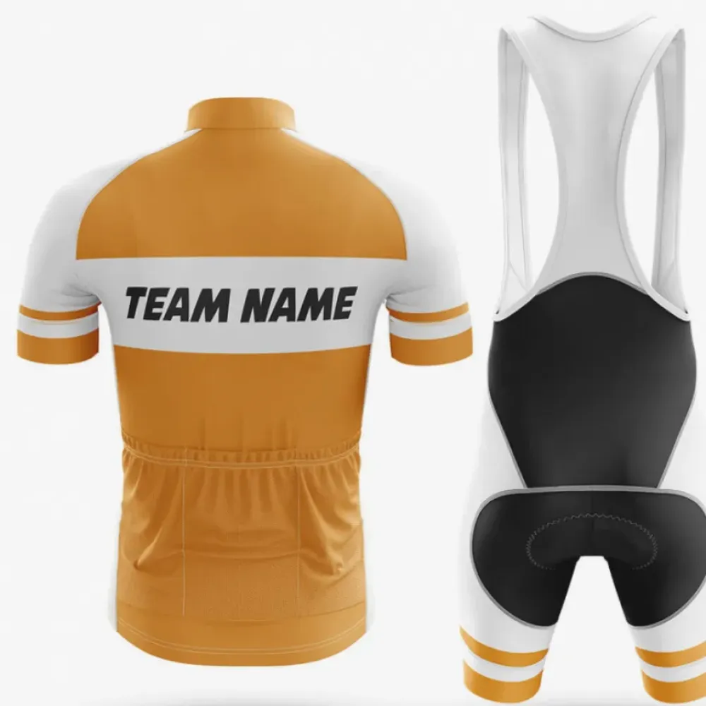Custom Team Name M8 Long Sleeve Cycling Jersey White/Gold/Black