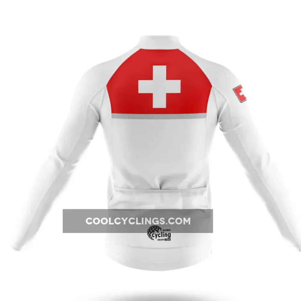 Switzerland S7 Long Sleeve Cycling Jersey White/Red/Grey