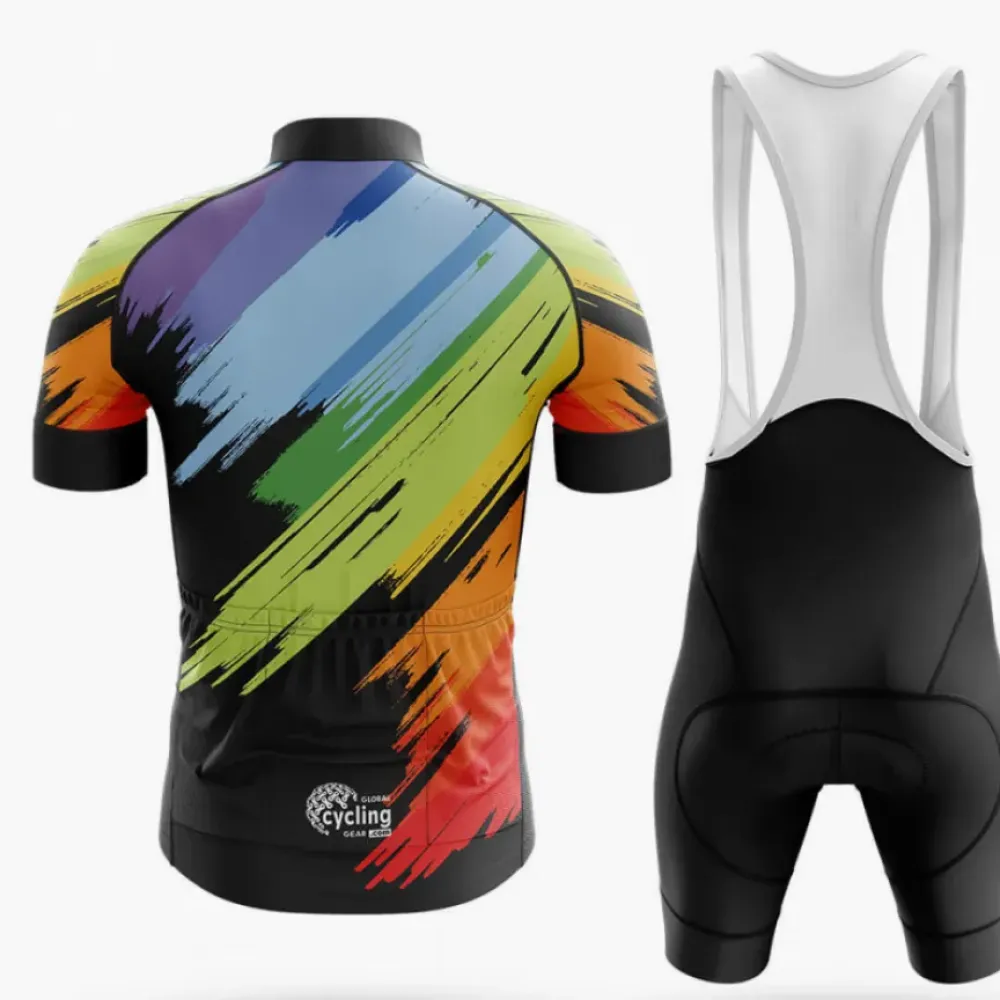 Cycling Bibs Brush Painting White/Black/Grey