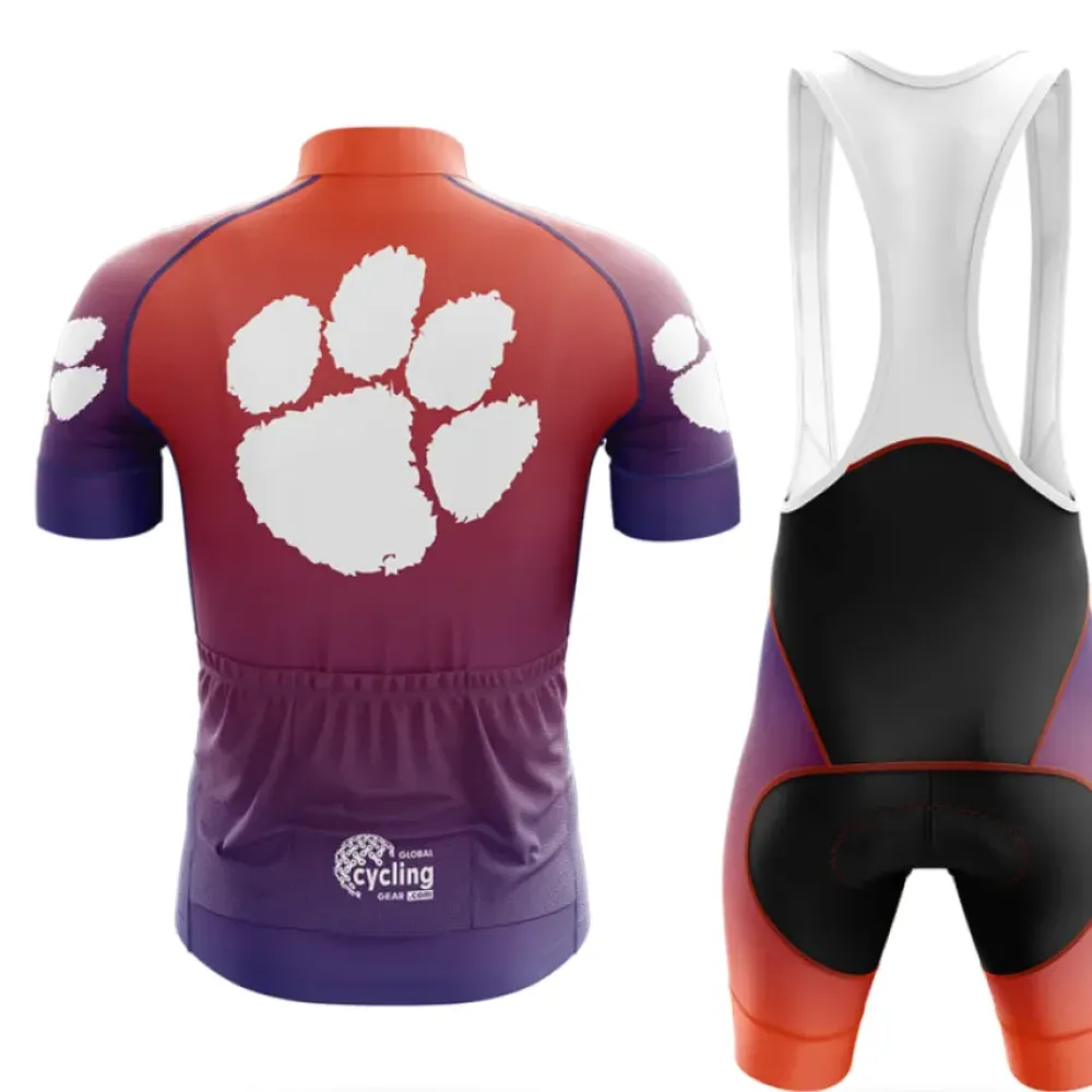 Clemson Tigers Gradient Long Sleeve Cycling Jersey Purple/Orange/White