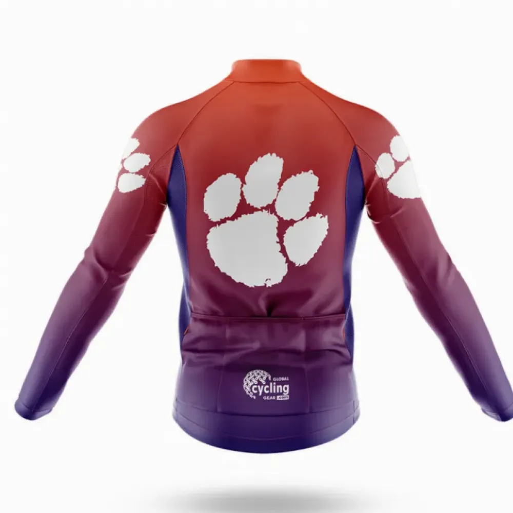 Clemson Tigers Gradient Long Sleeve Cycling Jersey Purple/Orange/White