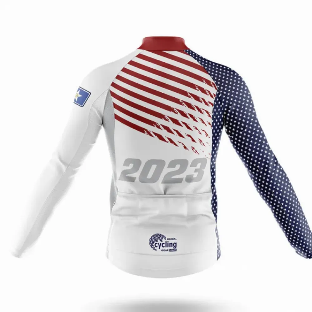 Houston 2023 V4 Cycling Jersey American Flag White/Red/Blue