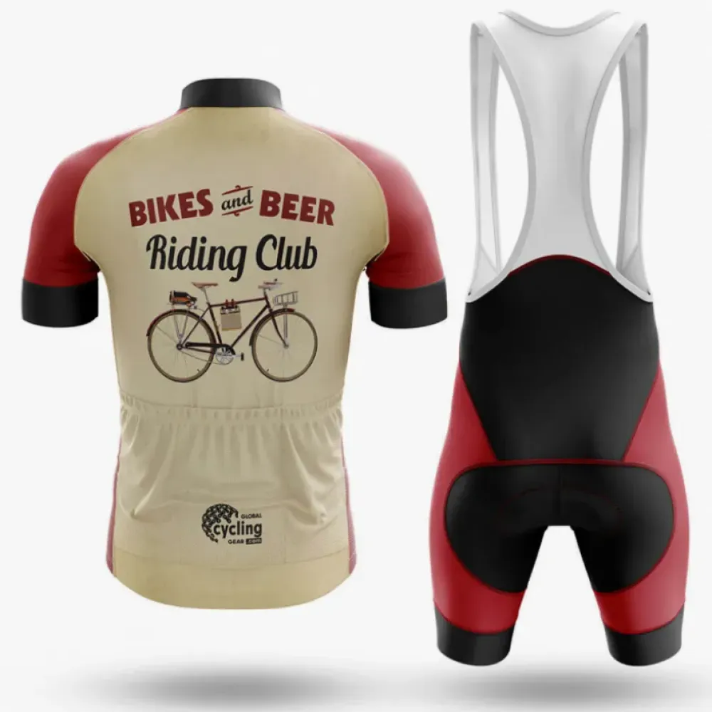 Retro Beer Riding Club Vintage Cycling Kit Red/Beige/Black