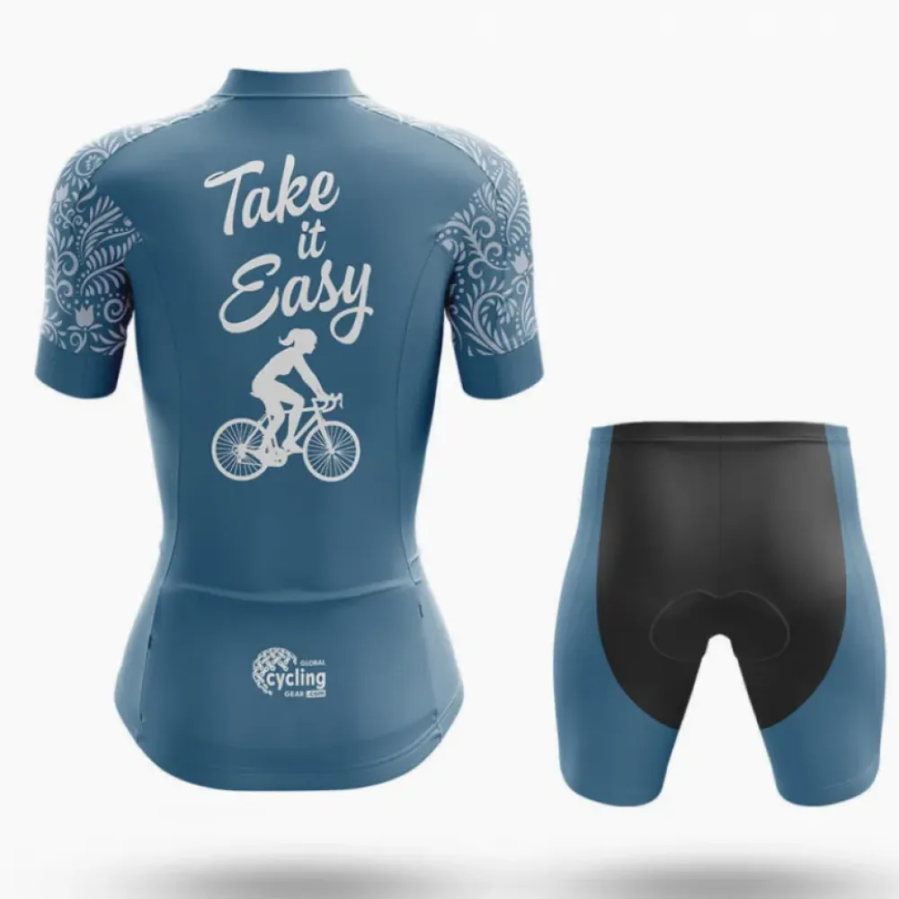 Take It Easy Women's Cycling Kit Blue/Black/Grey