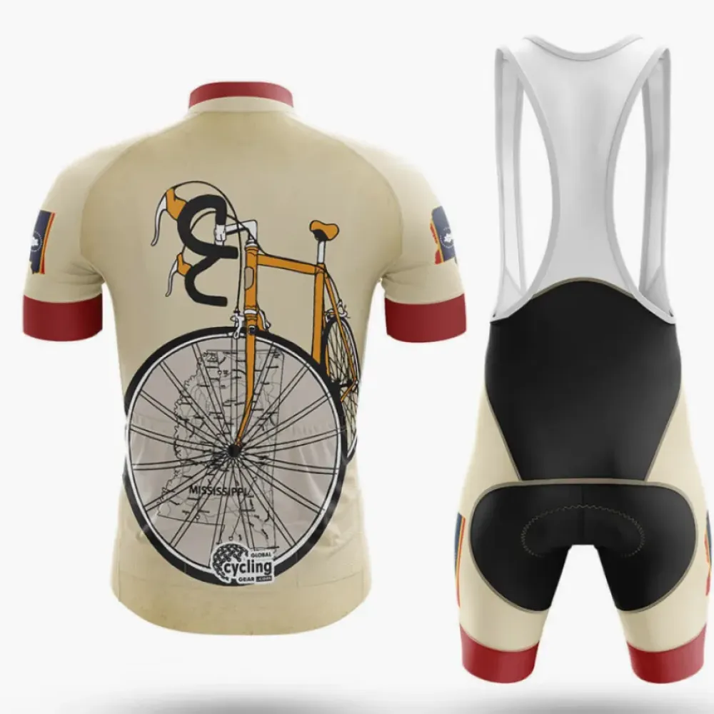 Mississippi Riding Club Long Sleeve Cycling Jersey Cream/Red/Yellow
