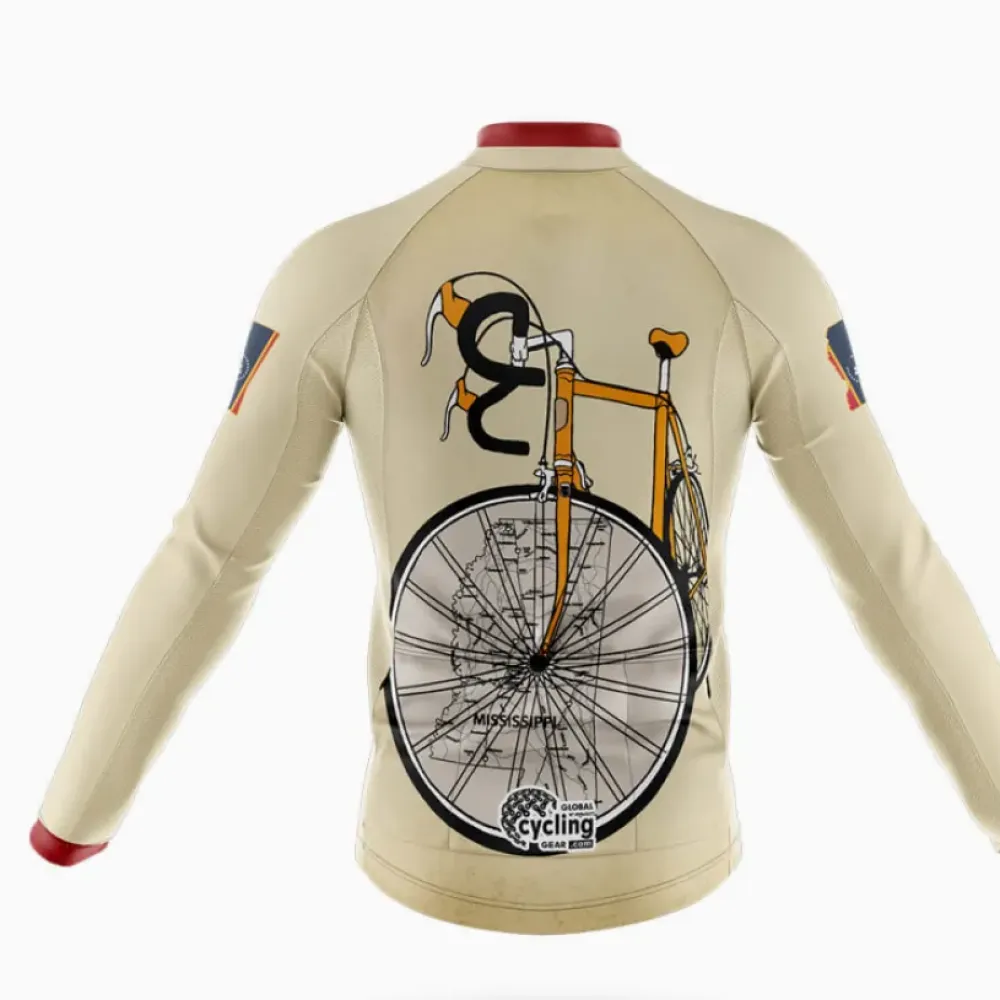 Mississippi Riding Club Long Sleeve Cycling Jersey Cream/Red/Yellow