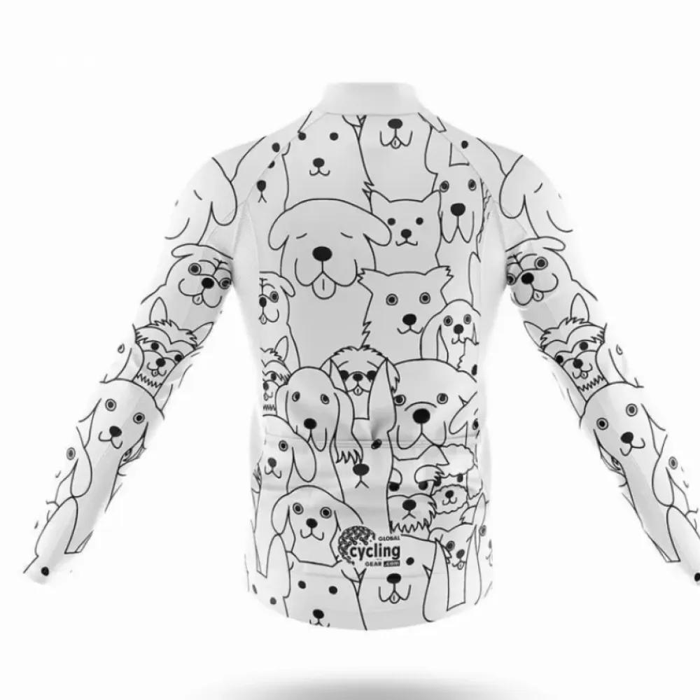 Dog Lover Long Sleeve Cycling Jersey Ver.3 Colorful White/Black/Grey