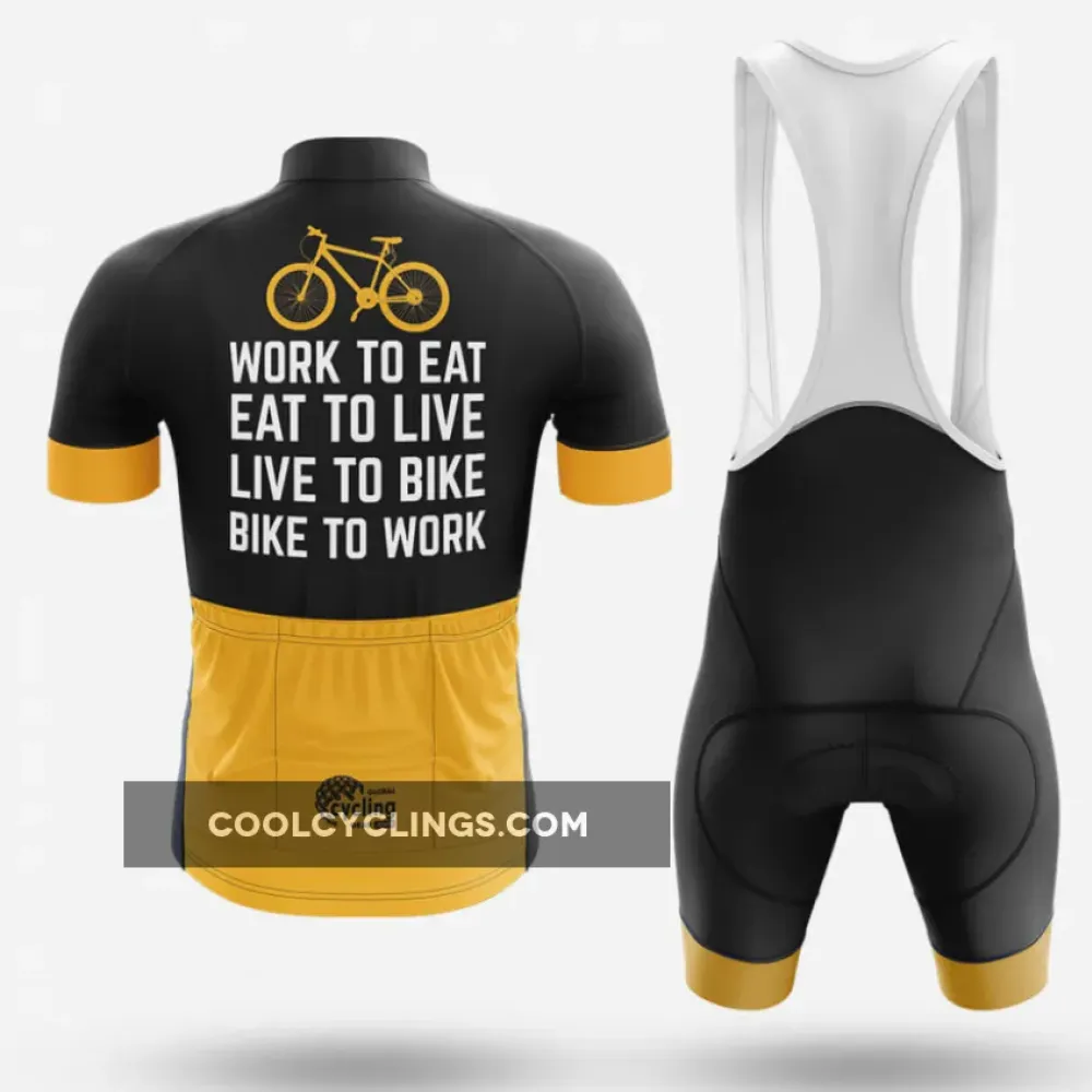 WELB Cycling Jersey Work to Eat Black/Yellow/Gold