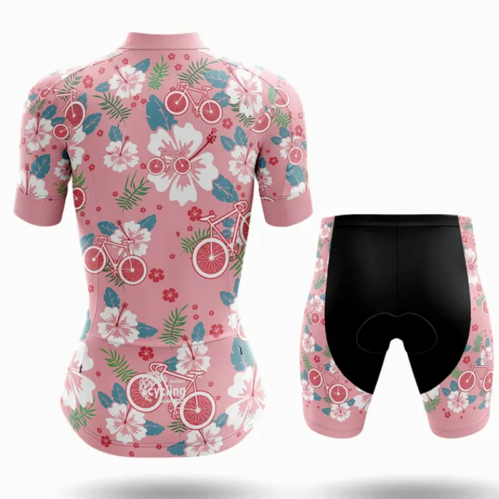 Women's Aloha Long Sleeve Cycling Jersey Pink/Floral/Green