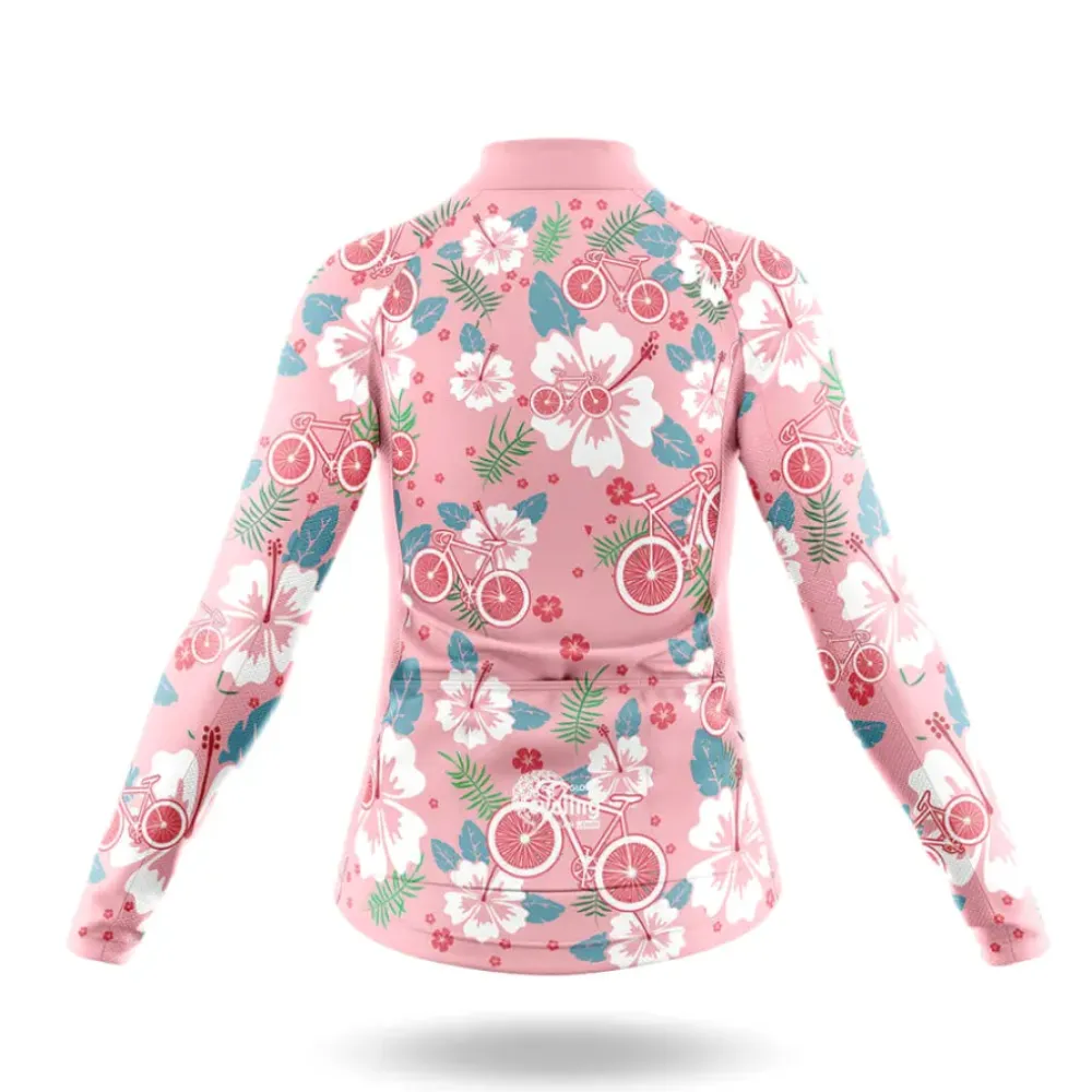 Women's Aloha Long Sleeve Cycling Jersey Pink/Floral/Green