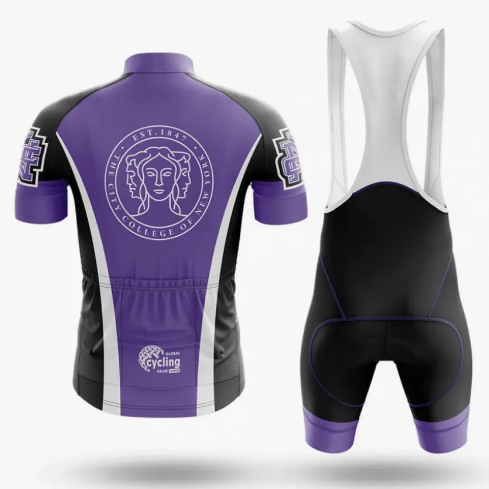 City College of New York Long Sleeve Cycling Jersey Purple/Black/White