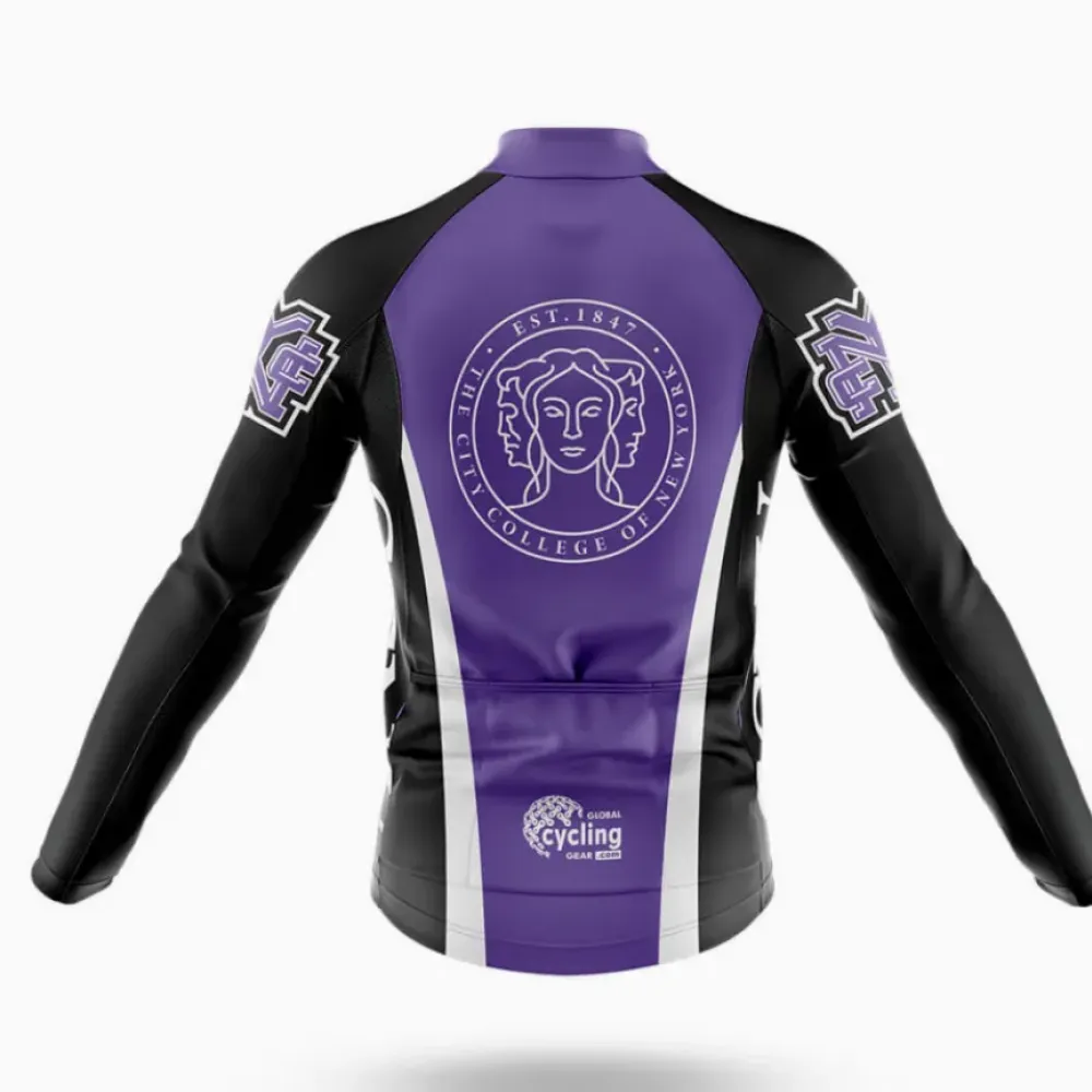 City College of New York Long Sleeve Cycling Jersey Purple/Black/White