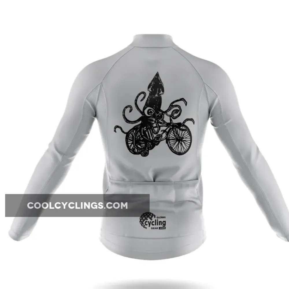 Cycling Jersey Squid On A Bike Unique Gray/Black/White