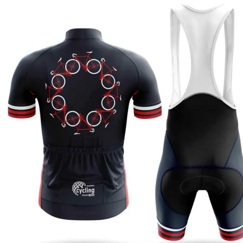 Cycling Cycle Bibs Breathable Navy/Red/White