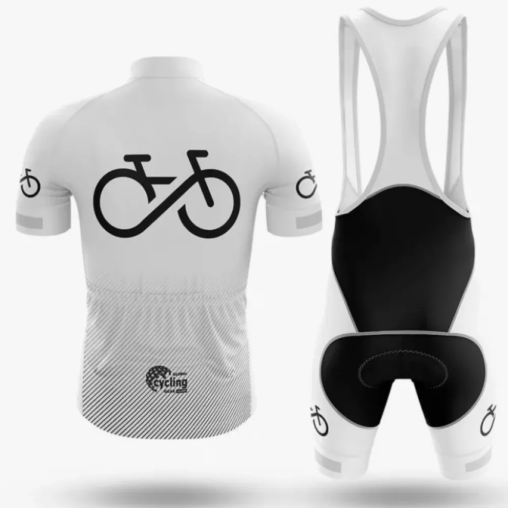 Bike Forever Long Sleeve Cycling Jersey White/Black/Silver