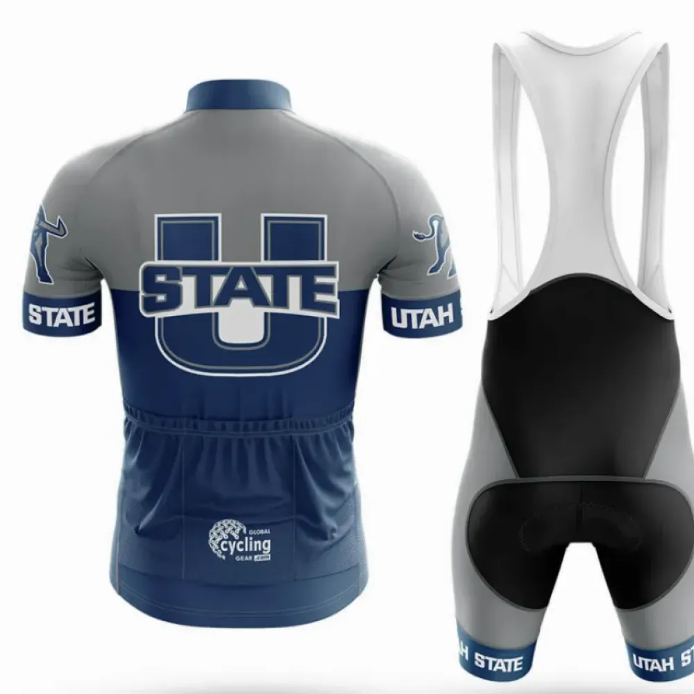 Utah State University Long Sleeve Cycling Jersey Ver.2 Feature Navy/Gray/White