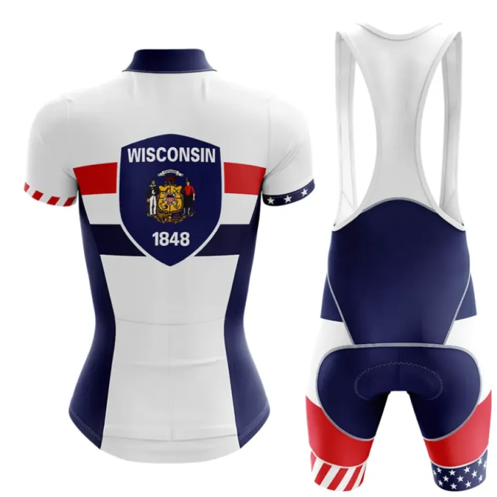 Wisconsin V5 Cycling Kit Full Set White/Red/Navy