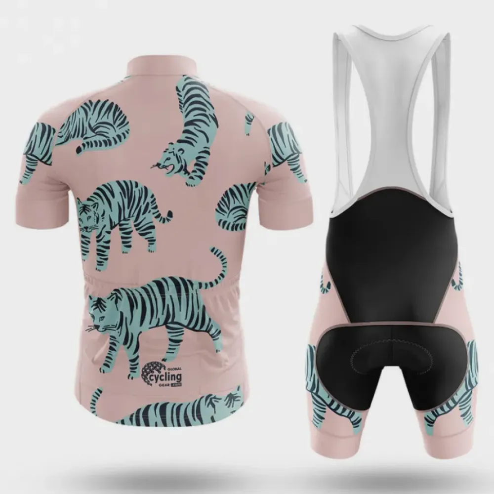 Blue Tiger Cycling Jersey Unique Design Pink/Teal/Grey